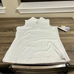 Lulu B White Sleeveless Quarter Zip Top UPF 50 Plus Small NWT new with tags sm